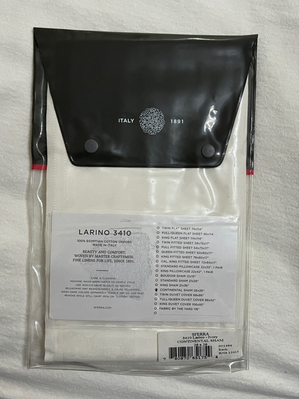 SFERRA Larino 3410 Continental Sham - Ivory SET OF 3 BRAND NEW
